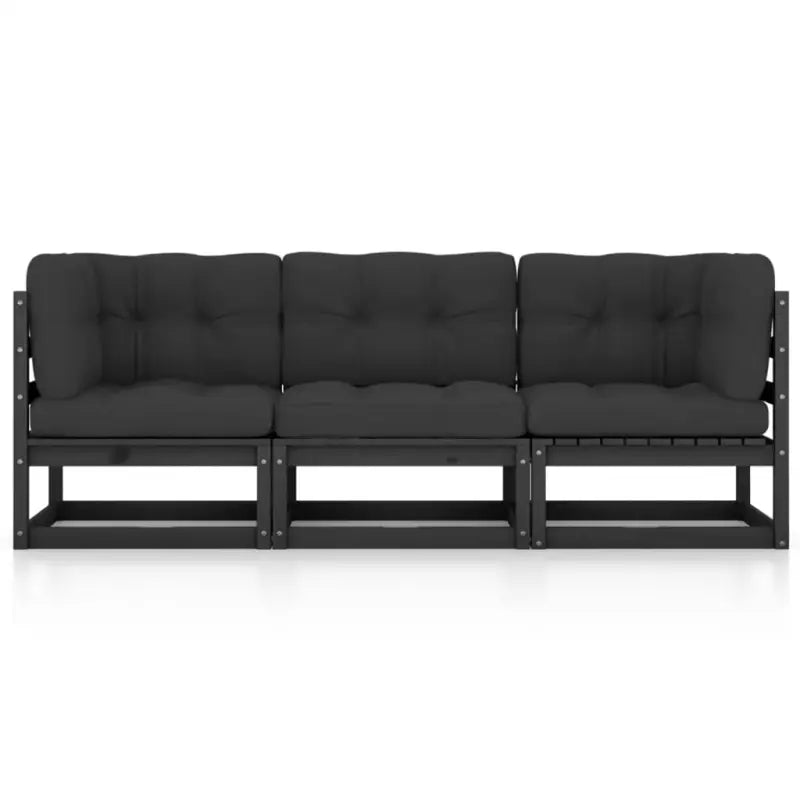 Loungebank voor tuin met massief grenenhout en rug- zijkussen - Loungebanken