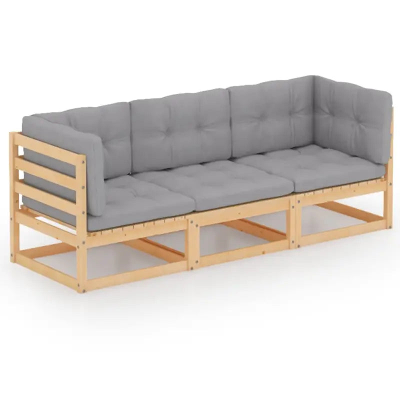 Loungebank voor tuin met massief grenenhout en rug- zijkussen - Naturel / 1 / Ja - Loungebanken