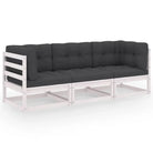 Loungebank voor tuin met massief grenenhout en rug- zijkussen - Wit / 1 / Ja - Loungebanken