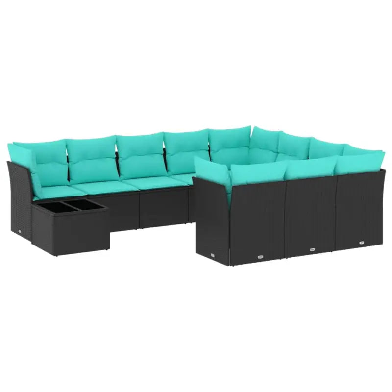 Loungebank voor tuin met poly rattan en zwart materiaal - Tuinsets