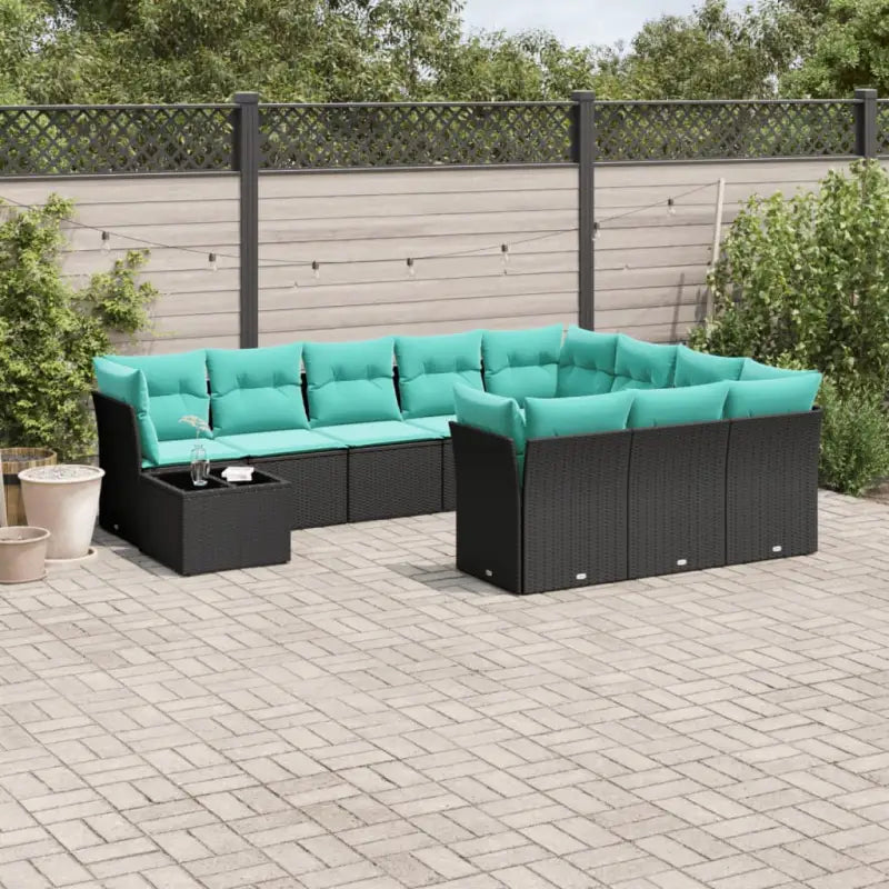 Loungebank voor tuin met poly rattan en zwart materiaal - Tuinsets