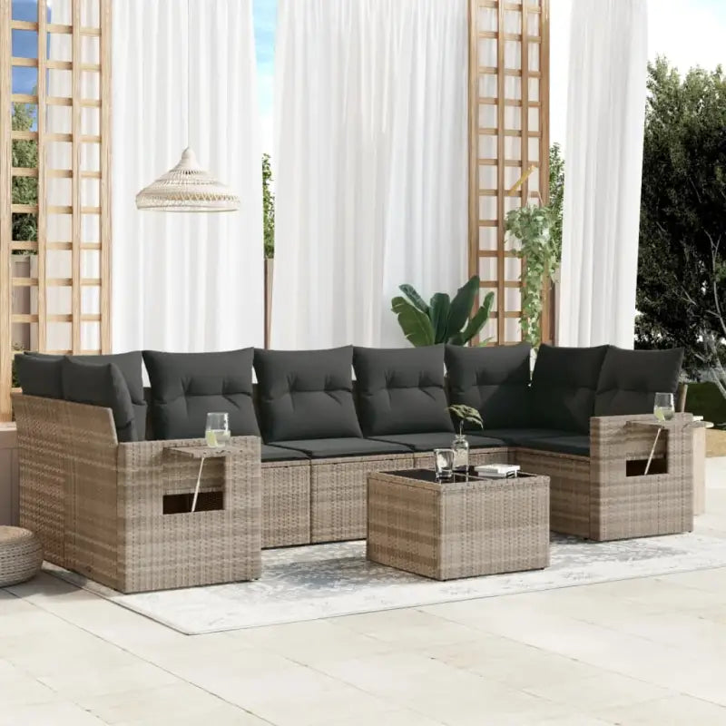 Loungebank voor tuin met waterdichte tas en beige materiaal - Lichtgrijs - Tuinsets