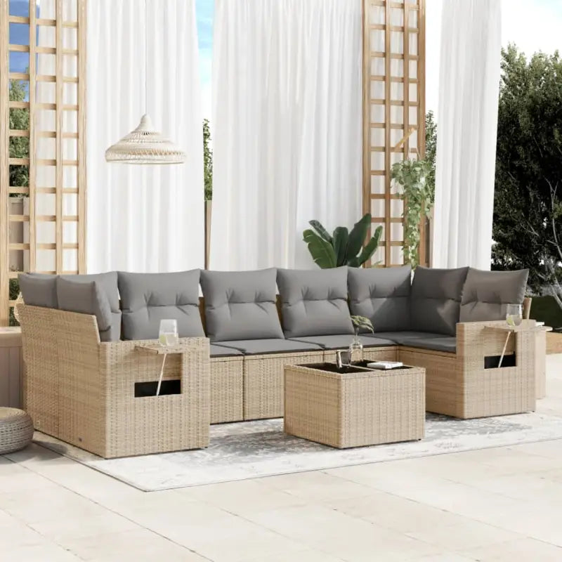 Loungebank voor tuin met waterdichte tas en beige materiaal - Beige en grijs - Tuinsets
