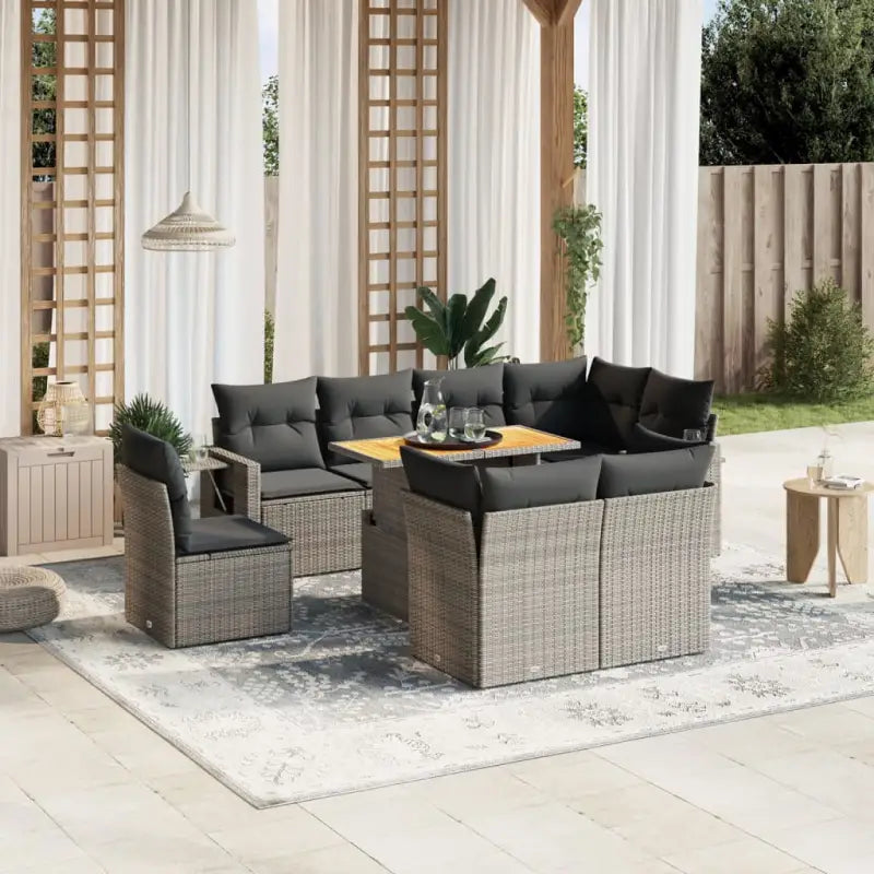 Loungebank voor tuin met waterdichte tas en grijs gepoedercoat staal - grijs en donkergrijs / 5x hoek + 3x midden