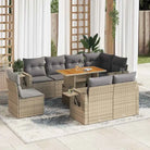 Loungebank voor tuin met waterdichte tas en grijs gepoedercoat staal - beige en lichtgrijs / 3x midden + 5x hoek