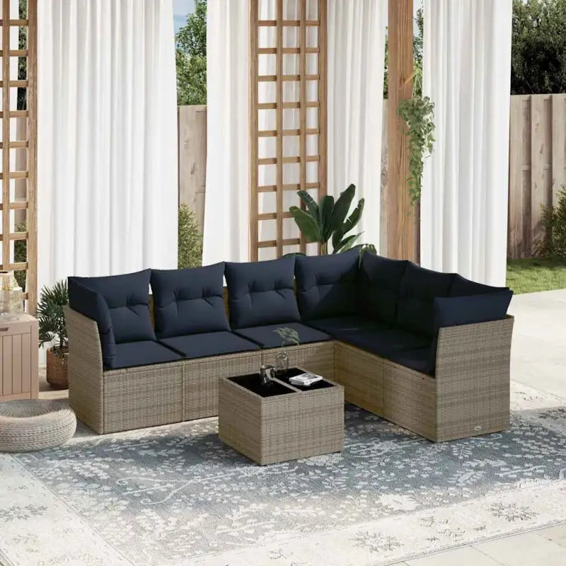 Loungebank voor tuin met waterdichte tas en poly rattan afmetingen - Grijs / Met tafel - Tuinsets