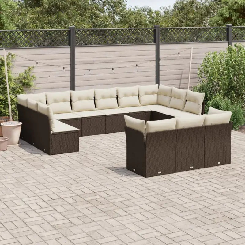 Loungebank voor tuin met waterdichte tas en zwart materiaal - Bruin en crème / Zonder tafel - Tuinsets