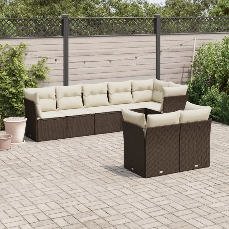 Loungebank voor tuin met waterdichte tas in zwart gepoedercoat staal - Bruin en crème / Zonder tafel - Tuinsets