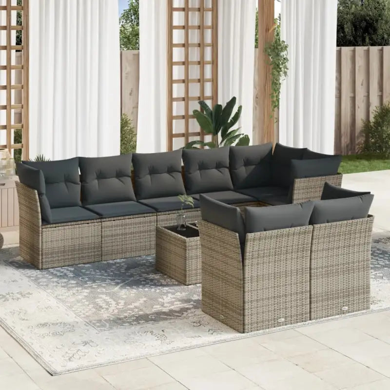 Loungebank voor tuin met waterdichte tas in zwart gepoedercoat staal - Grijs / Met tafel - Tuinsets