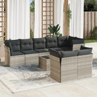 Loungebank voor tuin met waterdichte tas in zwart gepoedercoat staal - Lichtgrijs / Met tafel - Tuinsets
