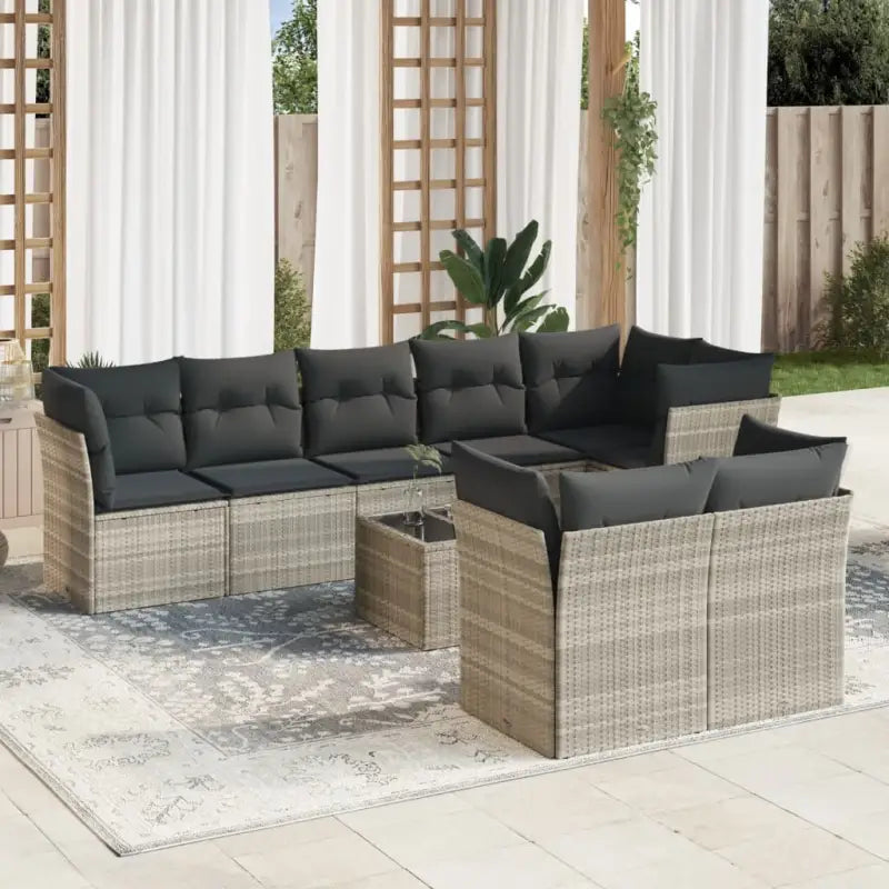 Loungebank voor tuin met waterdichte tas in zwart gepoedercoat staal - Lichtgrijs / Met tafel - Tuinsets
