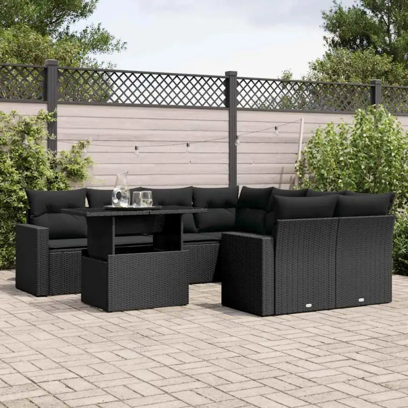 Loungebank voor tuin met zwart materiaal en gepoedercoat staal - Zwart / zonder opbergruimte - Tuinsets