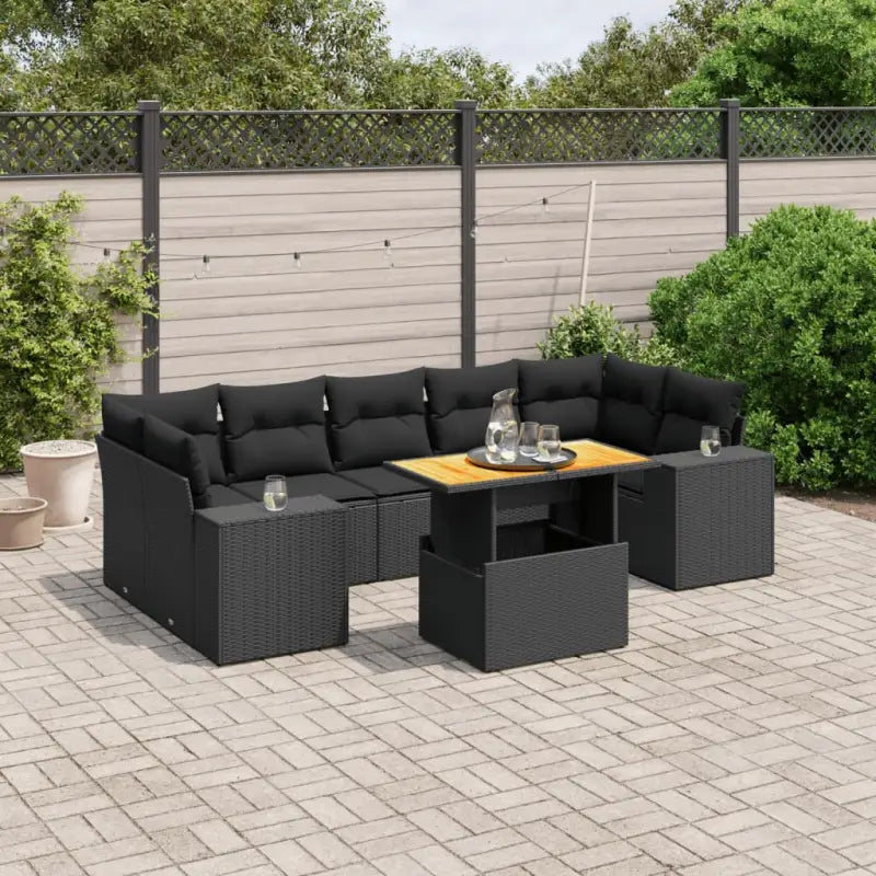 Loungebank voor tuin met zwart materiaal en gepoedercoat staal - Zwart / zonder opbergruimte - Tuinsets