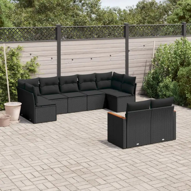 Loungebank voor tuin met zwart materiaal en gepoedercoat staal - Tuinsets