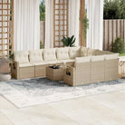 Loungebank voor tuin met zwart materiaal en gepoedercoat staal afmetingen - beige en crèmekleurig / Met tafel - Tuinsets