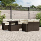 Loungebank voor tuin met zwart materiaal en gepoedercoat staal - Bruin en crème / zonder opbergruimte - Tuinsets