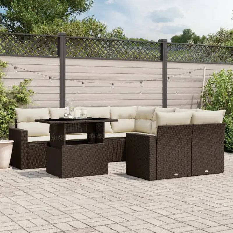 Loungebank voor tuin met zwart materiaal en gepoedercoat staal - Bruin en crème / zonder opbergruimte - Tuinsets