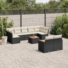 Loungebank voor tuin met zwart materiaal en gepoedercoat staal - Zwart en crème / Met tafel - Tuinsets