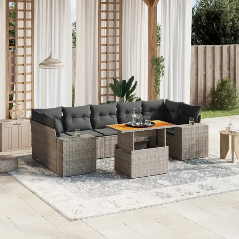 Loungebank voor tuin met zwart materiaal en gepoedercoat staal - Grijs / zonder opbergruimte - Tuinsets