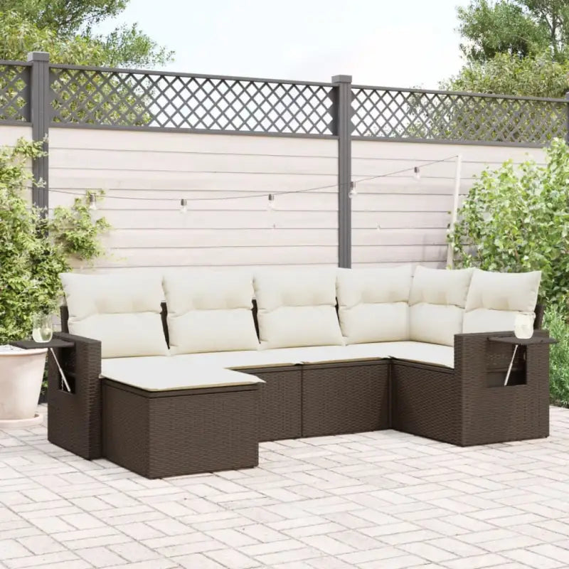 Loungebank voor tuin met zwart materiaal en waterdichte tas - Bruin en crème / Zonder tafel - Tuinsets