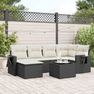 Loungebank voor tuin met zwart materiaal en waterdichte tas - Zwart en crème / Met tafel - Tuinsets