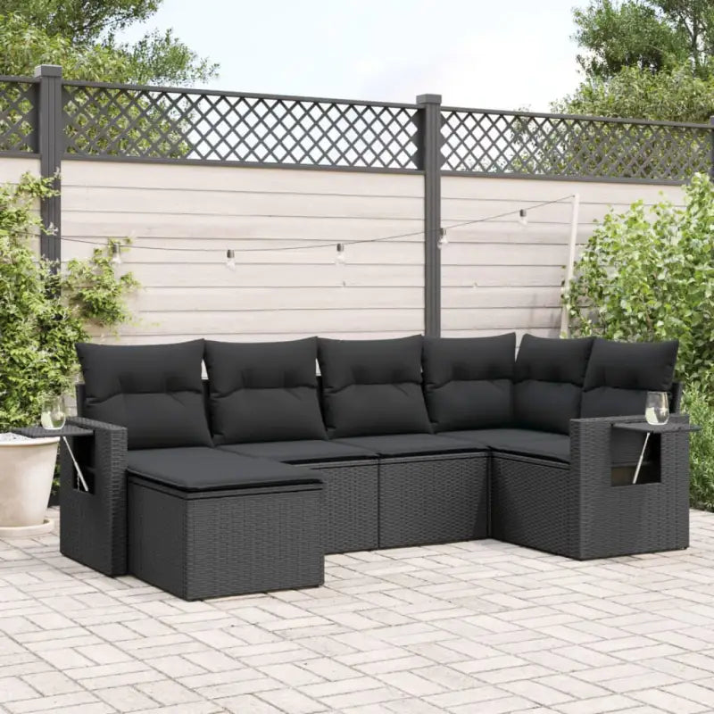 Loungebank voor tuin met zwart materiaal en waterdichte tas - Zwart / Zonder tafel - Tuinsets