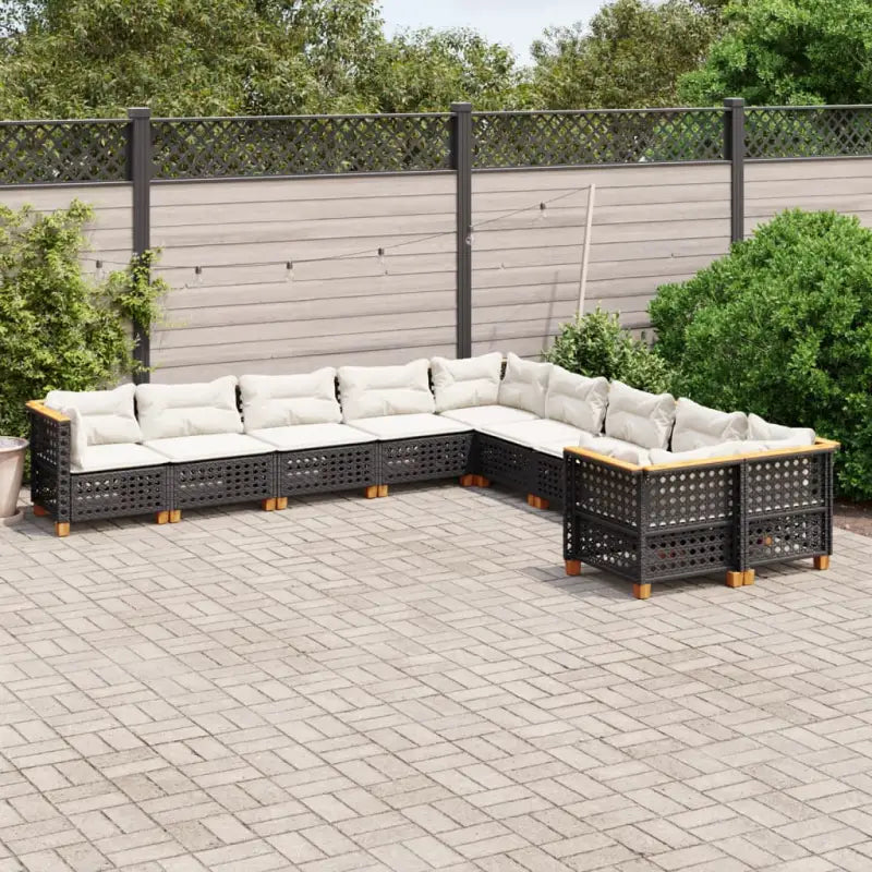 Loungebank voor tuin met zwarte gepoedercoate stalen afwerking - Zwart / Zonder tafel / gat weven - Tuinsets