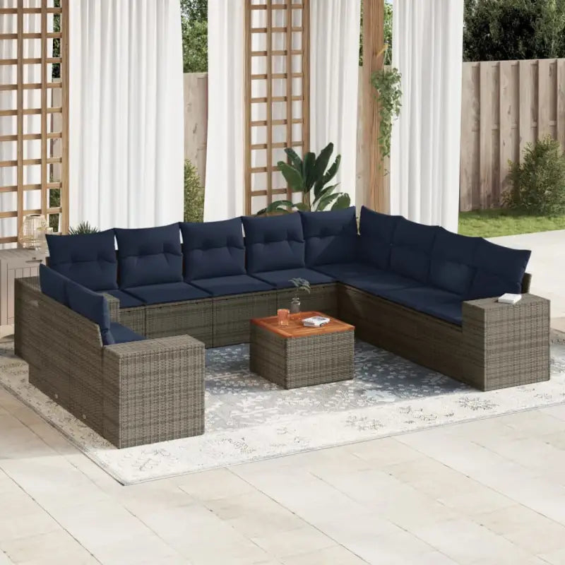 Loungebank voor tuin of terras in grijs materiaal en gepoedercoat staal - Tuinsets