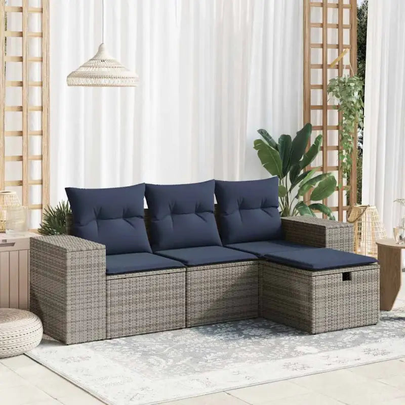 Loungebank voor tuin of terras in grijs materiaal met waterdichte zak - Tuinsets
