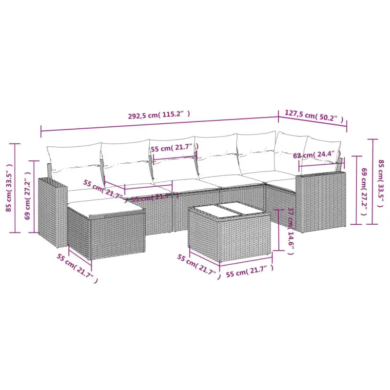 Loungebank voor tuin of terras met beige materiaal en gepoedercoat staal - Tuinsets