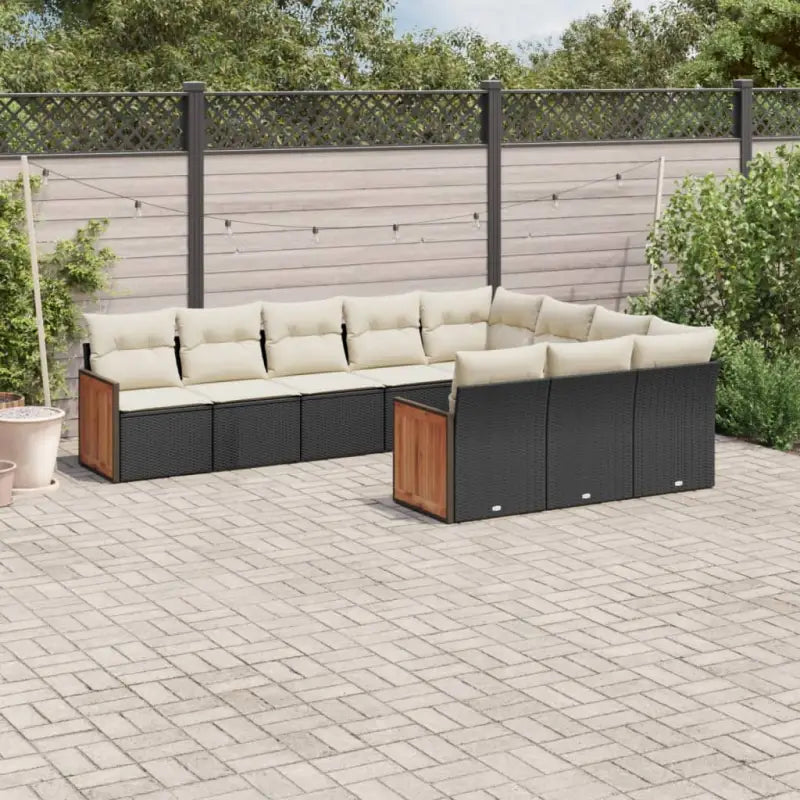Loungebank voor tuin of terras met gepoedercoat staal en zwart materiaal - Zwart en crème / Zonder tafel - Tuinsets