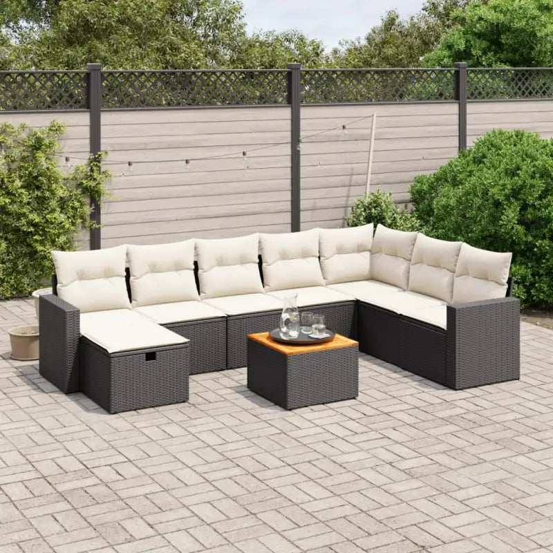 Loungebank voor tuin of terras met grijs materiaal en gepoedercoat staal - Zwart en crème / zonder opbergruimte