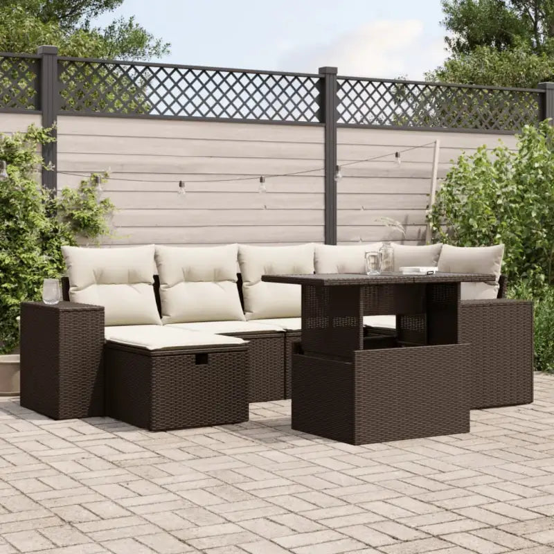 Loungebank voor tuin of terras met grijs materiaal en gepoedercoat staal - Bruin en crème / zonder opbergruimte