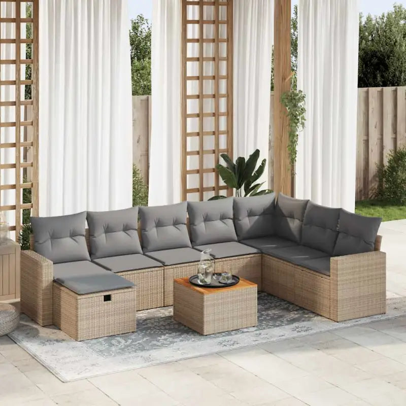 Loungebank voor tuin of terras met grijs materiaal en gepoedercoat staal - Beige en grijs / met opbergruimte - Tuinsets