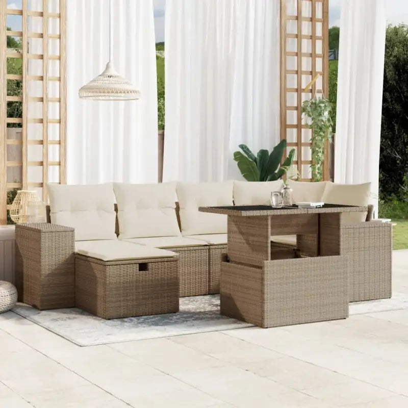 Loungebank voor tuin of terras met grijs materiaal en gepoedercoat staal - beige en crèmekleurig / zonder opbergruimte