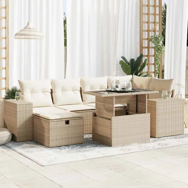 Loungebank voor tuin of terras met grijs materiaal en gepoedercoat staal - beige en crèmekleurig / met opbergruimte