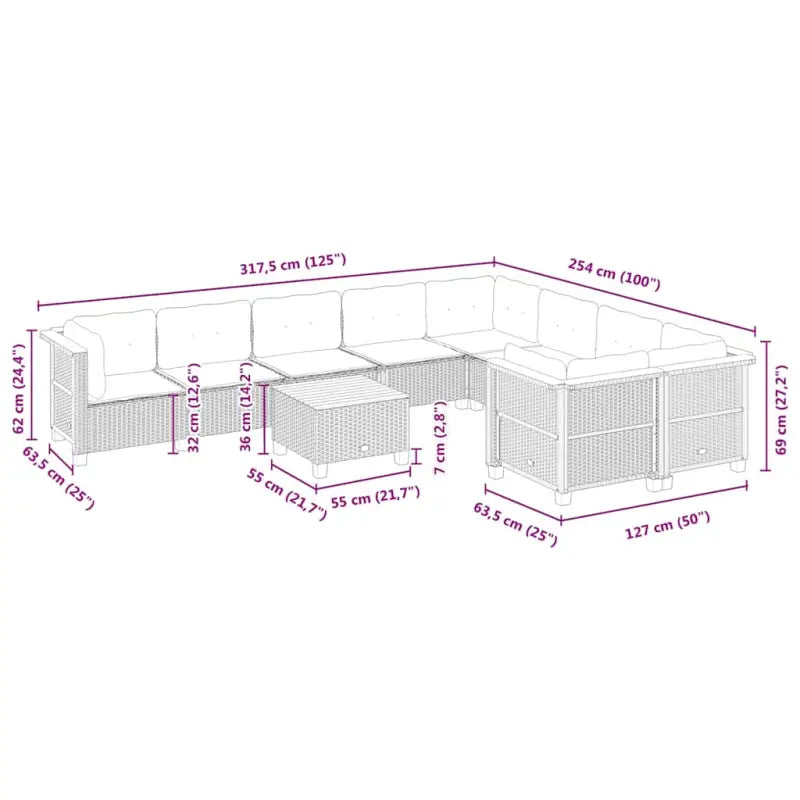 Loungebank voor tuin of terras met natuurlijke olieafwerking en beige materiaal - Tuinsets