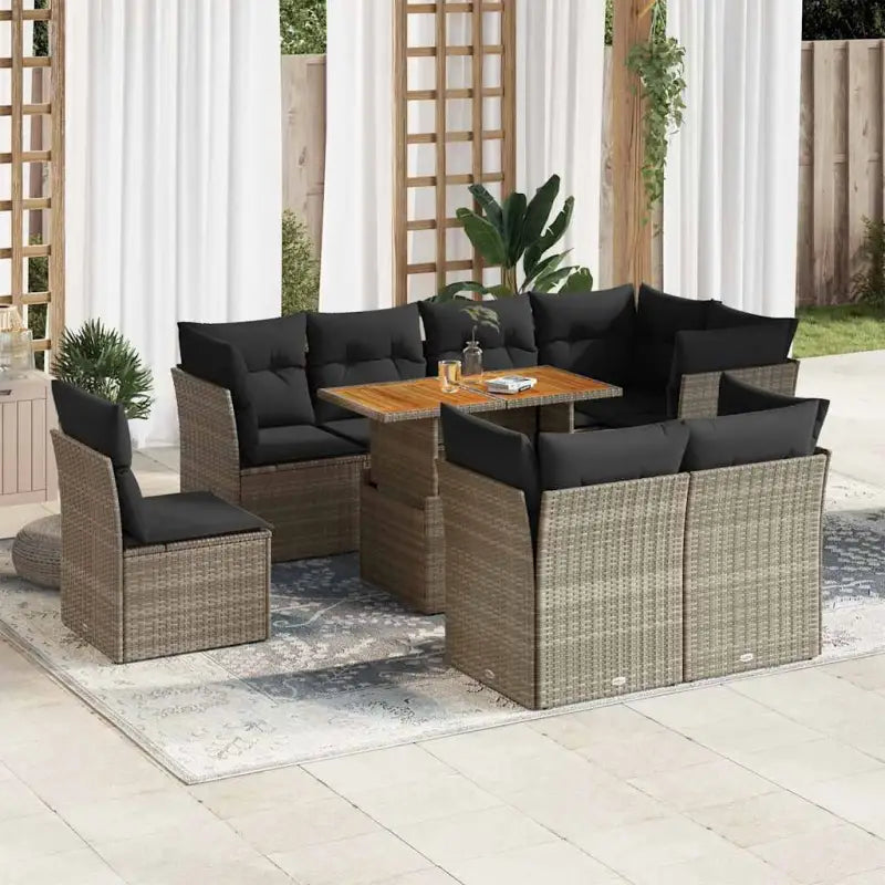 Loungebank voor tuin of terras met waterdichte tas en grijs materiaal - grijs en donkergrijs / 3x midden + 5x hoek