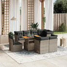 Loungebank voor tuin of terras met waterdichte tas en grijs materiaal - grijs en donkergrijs / 5x hoek + 3x midden