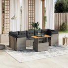 Loungebank voor tuin of terras met zwart materiaal en gepoedercoat staal - grijs en donkergrijs / 3x midden + 4x hoek