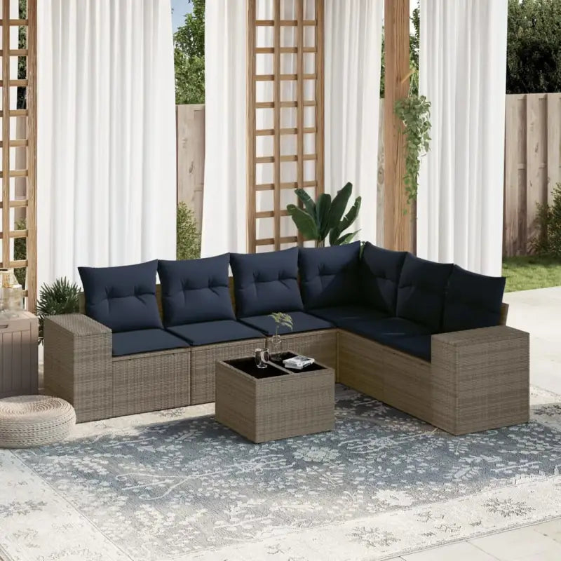 Loungebank voor tuin of terras van bruin materiaal met waterdichte tas - Grijs / Met tafel - Tuinsets