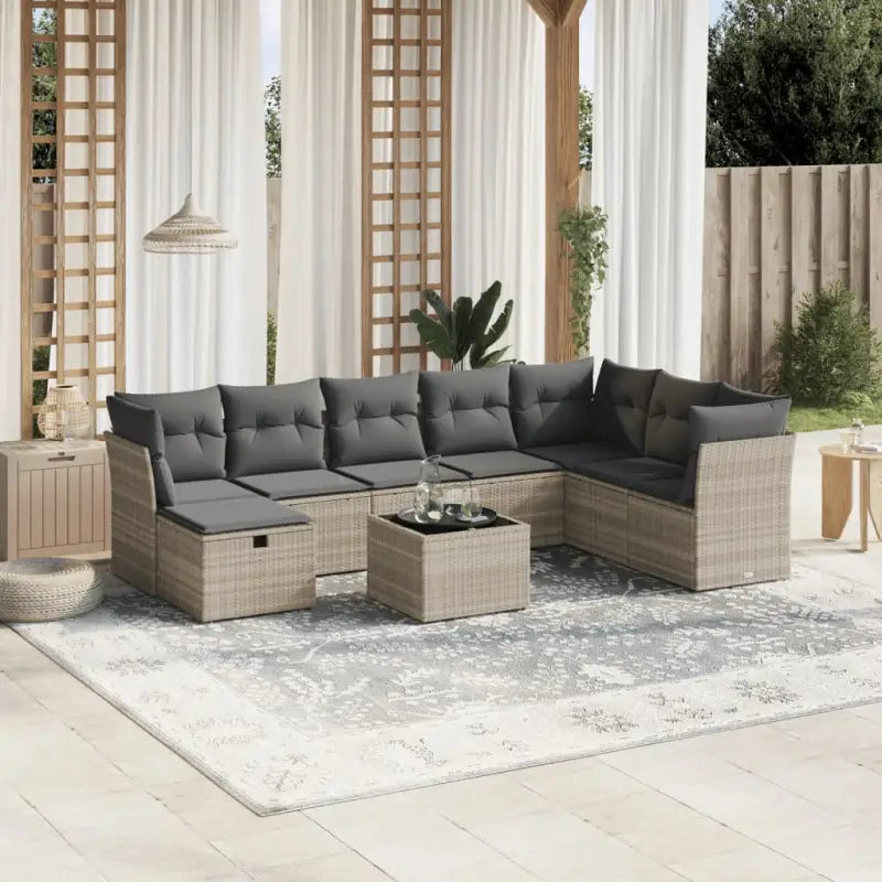 Loungebank voor tuin Terras met zwart gepoedercoat staal afmetingen - Lichtgrijs / zonder opbergruimte - Tuinsets