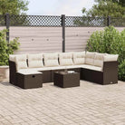 Loungebank voor tuin Terras met zwart gepoedercoat staal afmetingen - Bruin en crème / met opbergruimte - Tuinsets