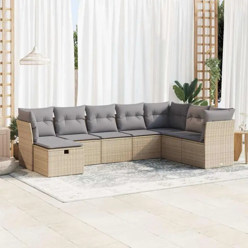 Loungebank voor tuin Terras met zwart gepoedercoat staal afmetingen - Beige en grijs / met opbergruimte - Tuinsets