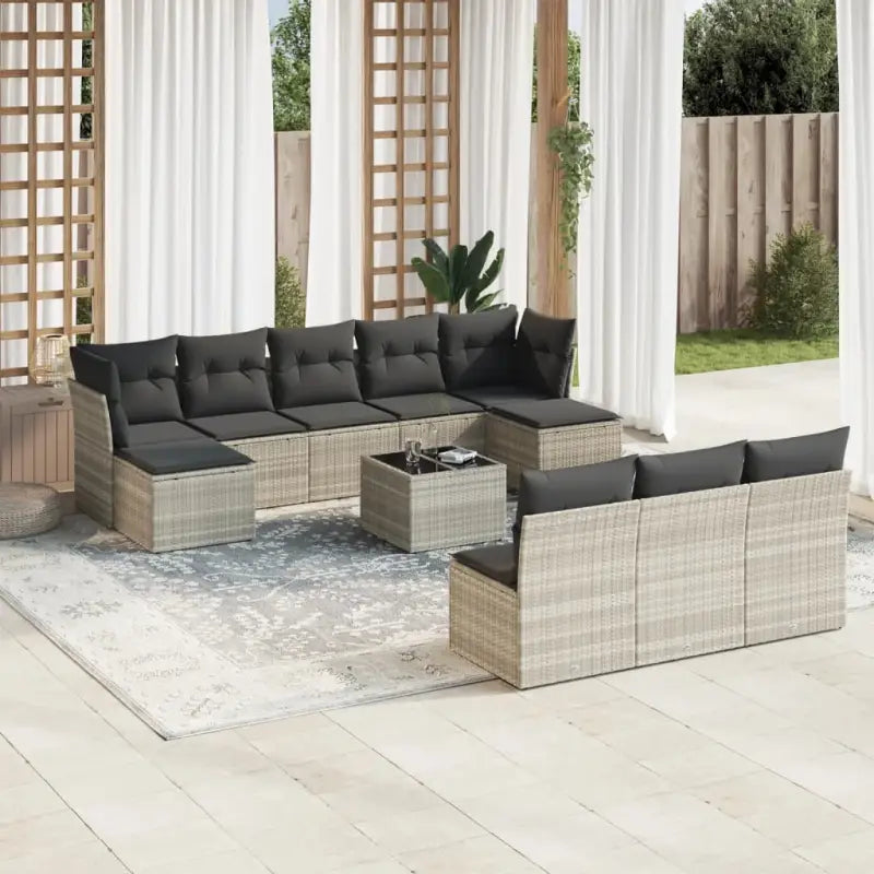 Loungebank voor tuin Terrasse met gepoedercoat staal en beige materiaal - Lichtgrijs / Met tafel - Tuinsets