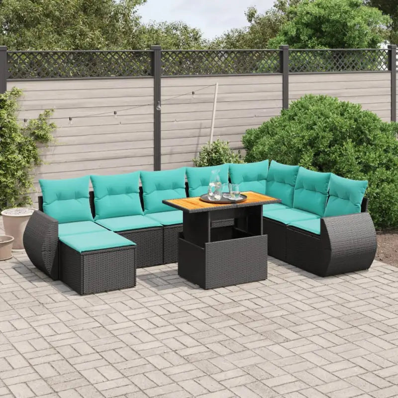 Loungebank voor tuin van zwart materiaal met gepoedercoat staal - Zwart en blauw - Tuinsets