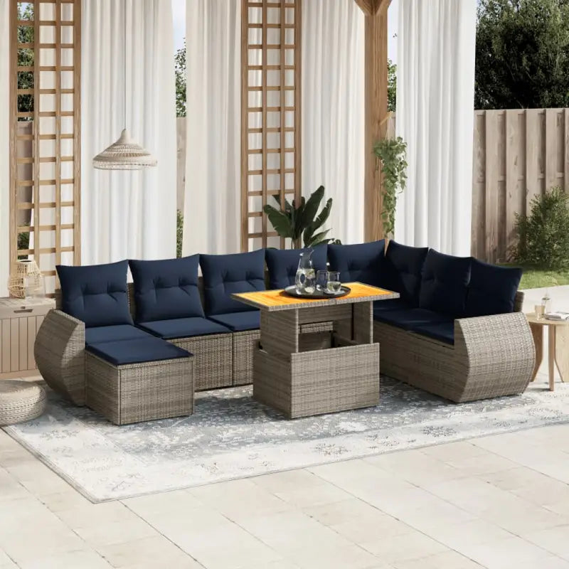 Loungebank voor tuin van zwart materiaal met gepoedercoat staal - Grijs - Tuinsets