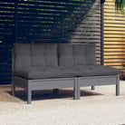 Loungebanken 2-zitsbank met massief grenenhout voor terras of tuin - Grijs / 1 - Loungebanken