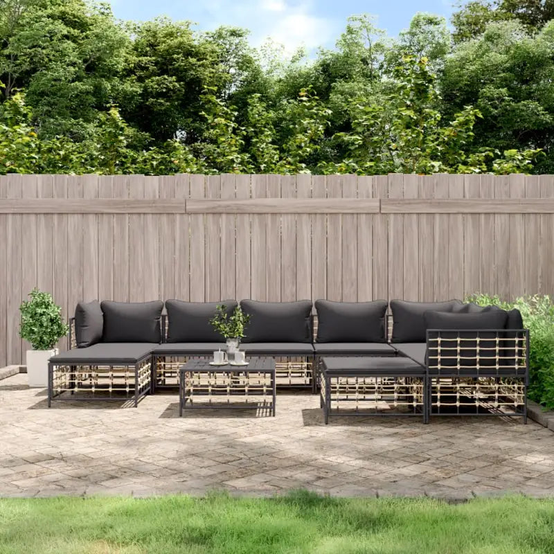 Loungebanken in poly rattan en antraciet materiaal voor buiten - Loungebanken