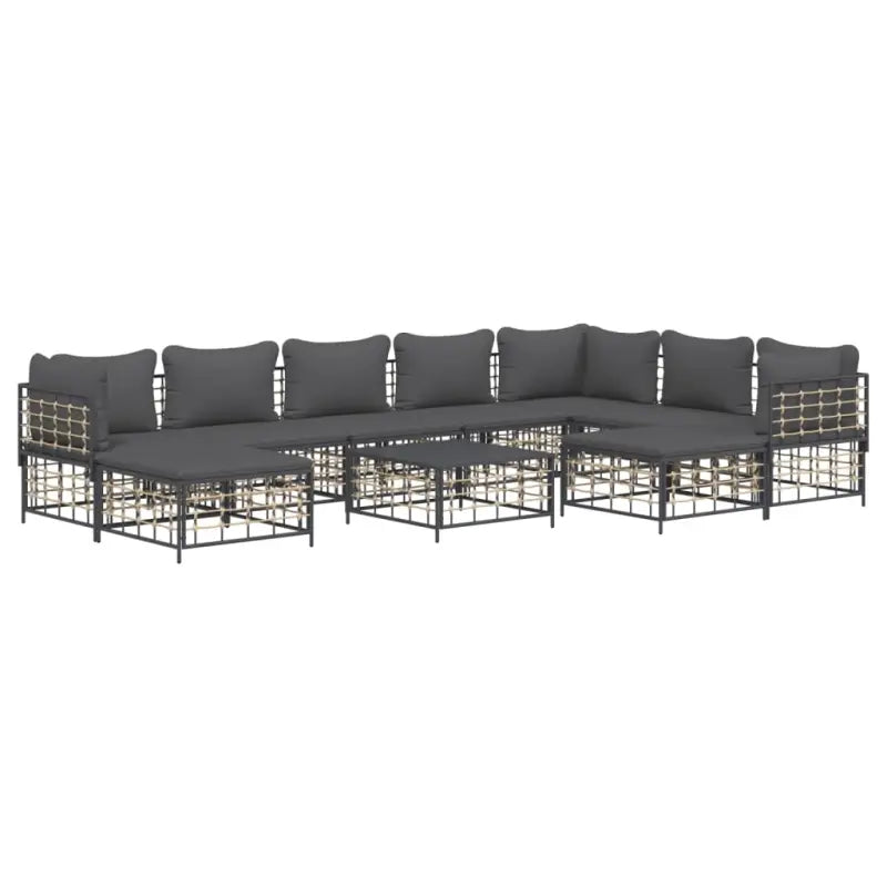 Loungebanken in poly rattan en antraciet materiaal voor buiten - Loungebanken